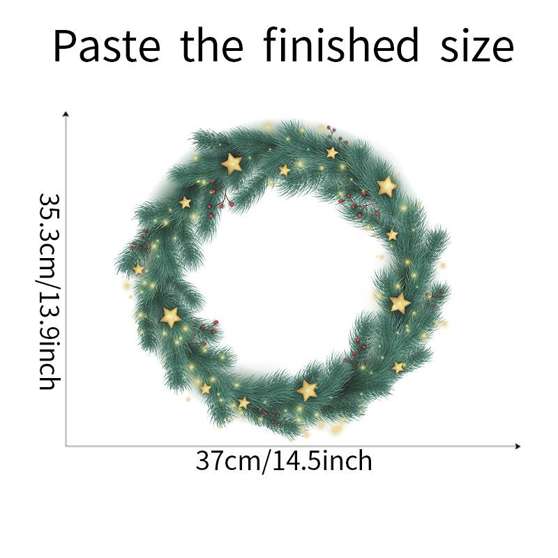 1Pcs Weihnachten Frohe Weihnachten Aufkleber Kranz Dekoration Glas Fenster Wand Aufkleber Dekorative Aufkleber Schneeflocke Runde