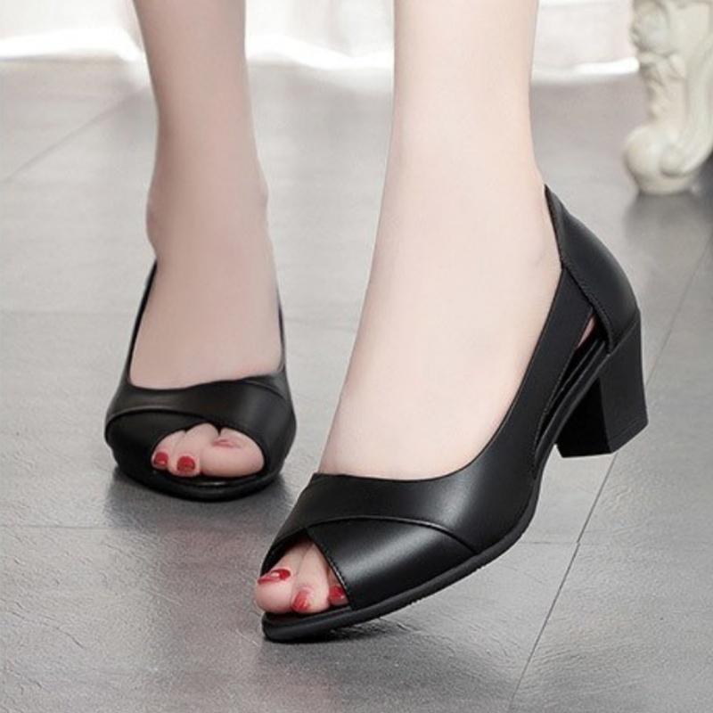 Summer Comfortable Fang and Elegant Women's Casual Sandals Fashionable New Round-headed Low-cut Sexy Party High-heeled Sandals