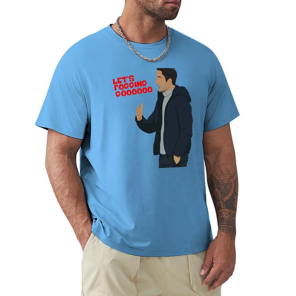 Mikel Arteta Let's Fogging Go T-Shirt Blue Archive Korean Fashion Slim Fit T Shirts for Men