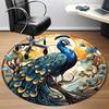 1pc Peacock Art Nouveau Office Round Area Rug, Under Office Chairs Bedroom Living Room Home Decor, Room Deco, Available In Various Sizes