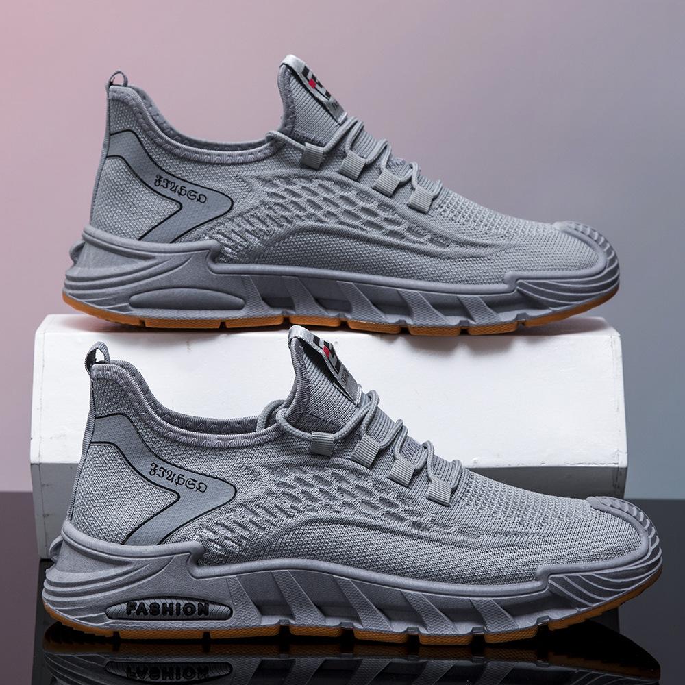Mesh Shoes Men's 2025 New Breathable Fly-woven Sports Shoes Soft Sole Wear-resistant Casual Trendy Shoes Low-top Men's Shoes