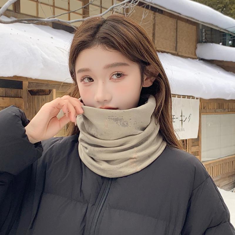 

Женский корейский пуловер-снуд на флисовой подкладке и набор шапок-бини, ветрозащитный, теплый, осенне-зимний, защита ушей для велоспорта на открытом воздухе