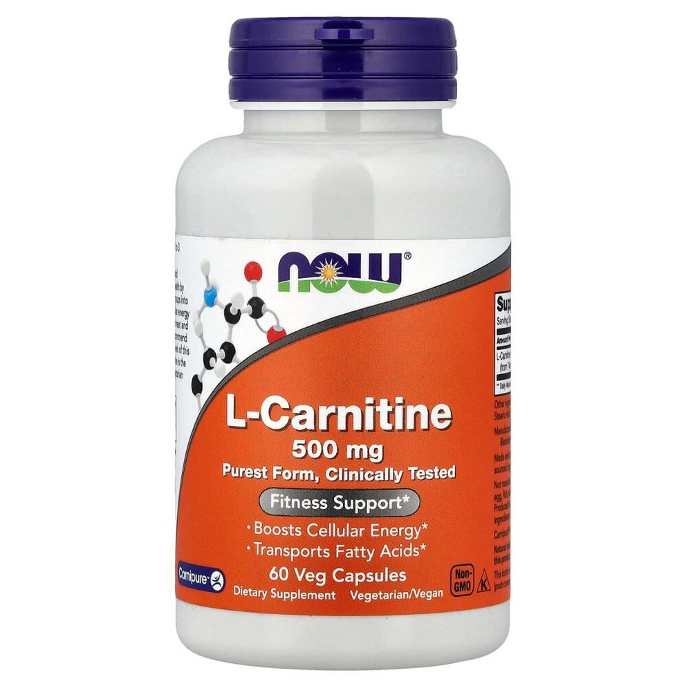

NOW Foods L-Carnitine 500mg Vegetarian Capsules, Vegan, Gluten-Free, 60 Capsules