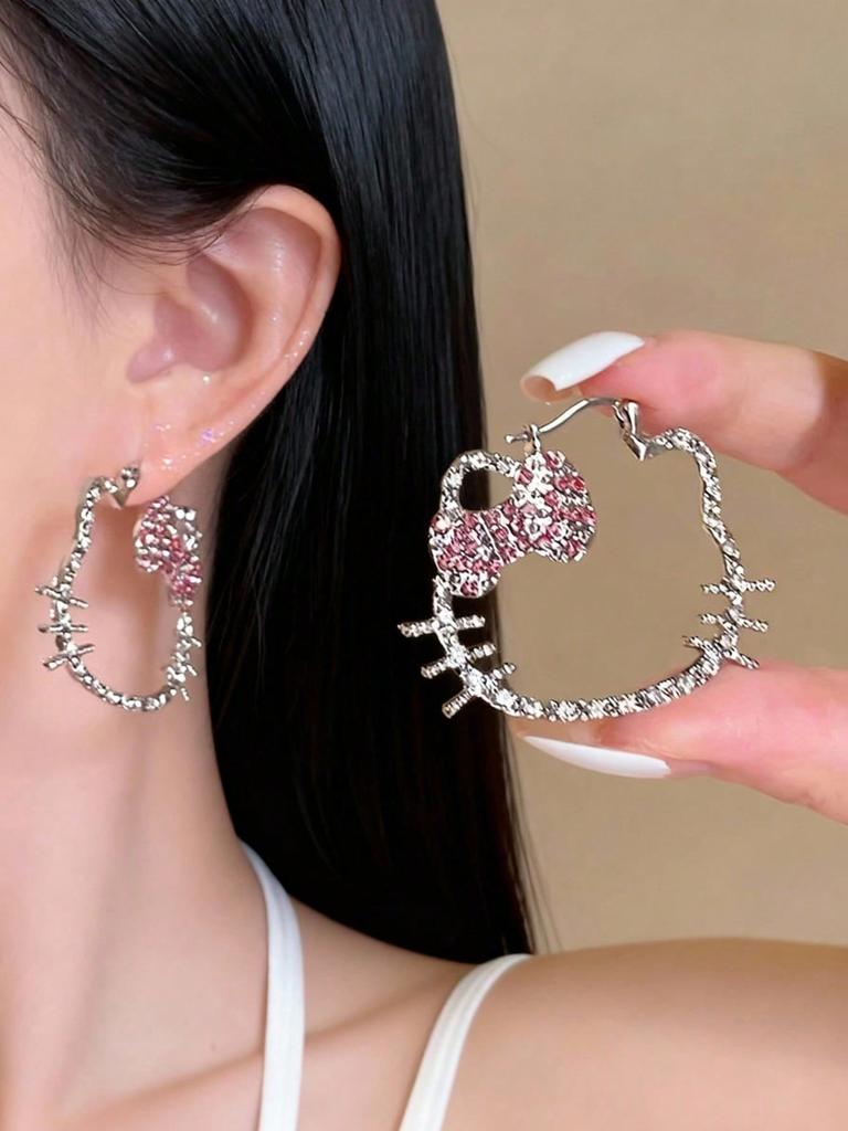 1 Pair Of Hollowed Out Cat Earrings, Fashionable And Cute Daily Wear Earrings, Surprise Gift For Girlfriend'S Birthday Anniversary