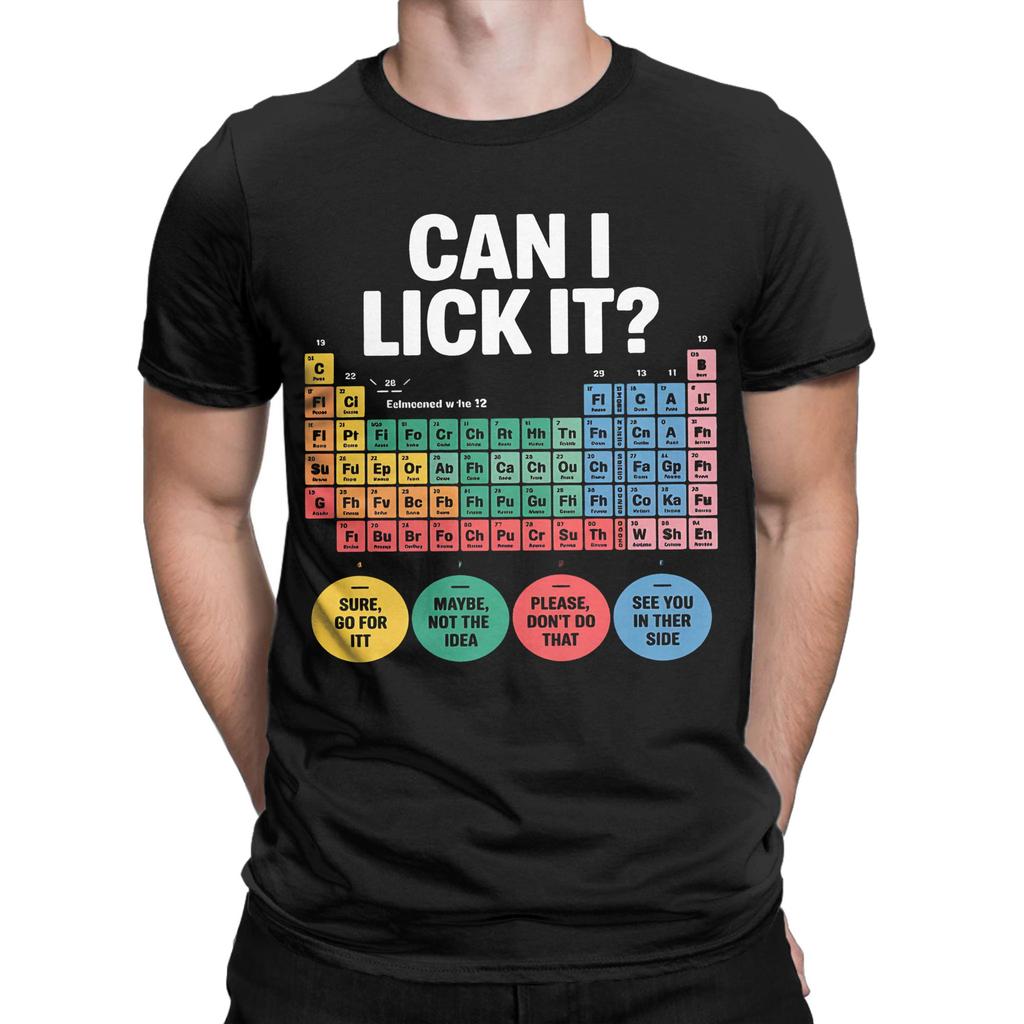 Periodic Table Can I Lick It 100 Days of School  T-Shirt Men Women  Casual Cotton Tee Shirt O Neck T Shirt Plus Size Clothes