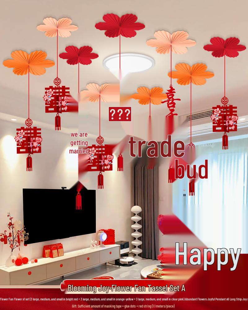 Ceiling Hanging Decorations: Wedding, Living Room, Bedroom, Boudoir Pendants & Fan Floral Ornaments