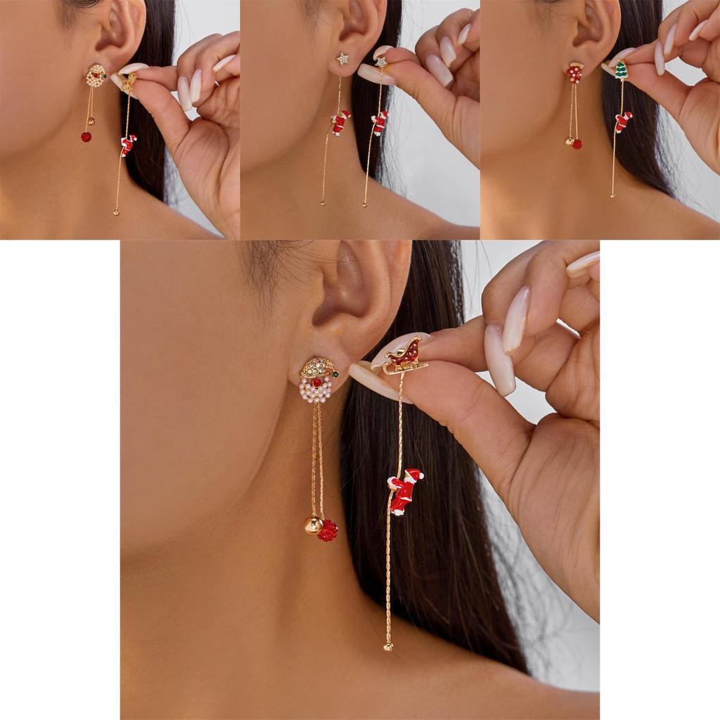 Festive Alloy Earrings With Snowman And Santa Symbols For Women