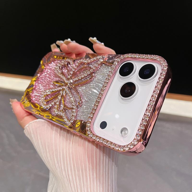 3D Bling Glitter Butterfly Gradient Diamond Phone Case For For Iphone 17 Air 16 1 14 13 12 11 Pro Max Plus Plating Shockproof Cover