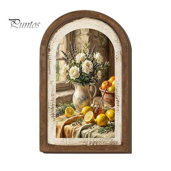 Nordische Heimwanddekoration Zitrone Bogenkunstdekor, Pastorale Blumen Holzschild, Einweihungsgeschenk für neuen Stil Küche Schlafzimmer Wohnzimmer