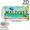 Tropical Maldives License Plate - Retro Travel Poster Design with Turquoise Lettering - Lightweight Aluminum Plaque () - Beach H