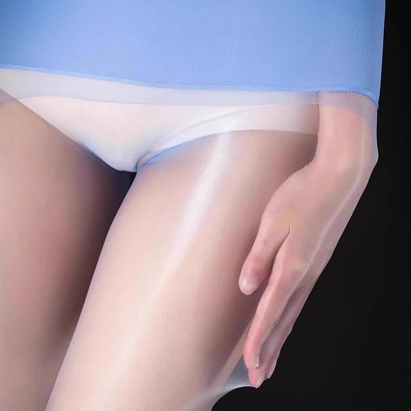 360 Nahtlose Öffnungs-/Schließ-Schrittstrumpfhosen für Damen 1D Aurora Öl Glänzend Seidig Glatt Strümpfe Sexy Pole Dance Clubwear