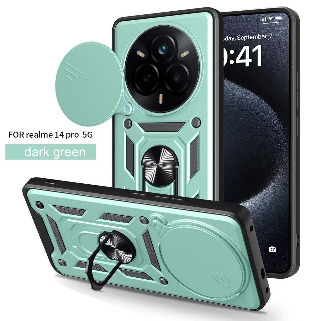 Case for Redmi Note 14 Pro Plus Ring Holder Stand Car Magnetic  Armor Shockproof for Redmi 14C 14R Sliding Lens Protective Cover