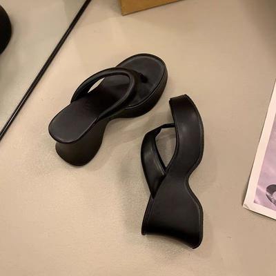Flip-Flop Keilabsatz Zehentrenner Sandalen Außenbekleidung Sommer Neu Muffin Dicksohlig High-Heel Lässig Strand Pantoffeln