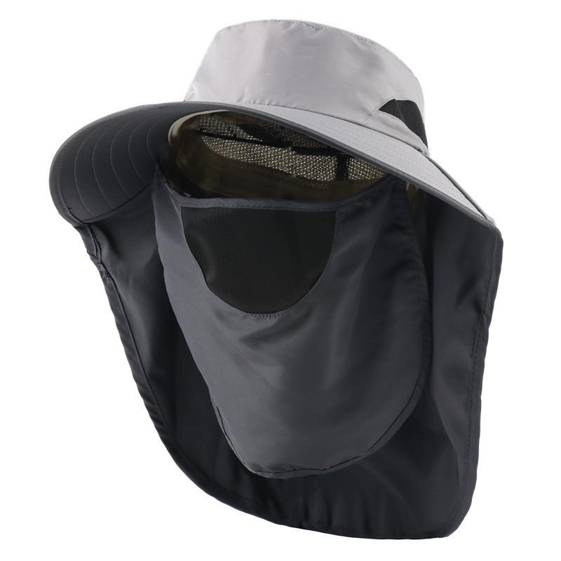 Wide Brim Sun Hat Women Men UV Protection Outdoor Fishing With Neck Flap Breathable Cap