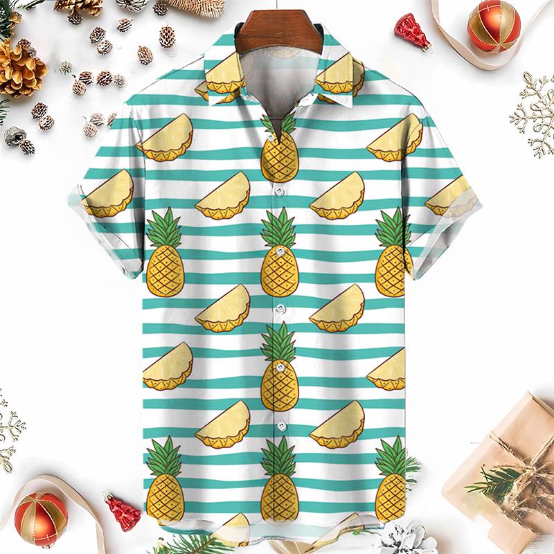 Men's Shirts 3D Fruit Pineapple Printed Shirts For Women New Summer Funny Streetwear Short Shirts Y2k Mens Hawaiian Clothing