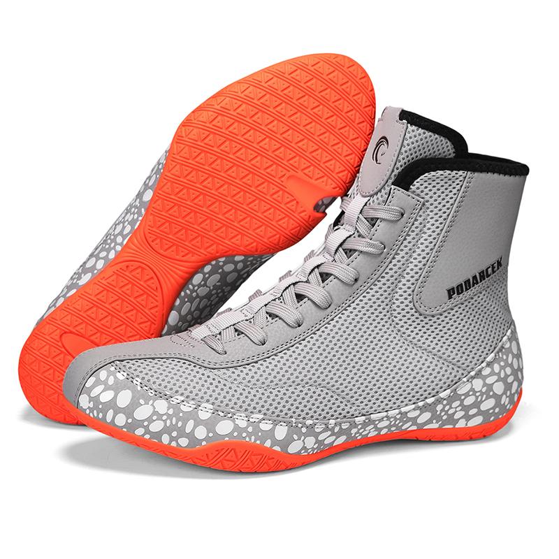 High-top Men's Wrestling Shoes Free Sparring Boxing Shoes Anti-slip Martial Art Shoes Gym Fitness Training Sneakers