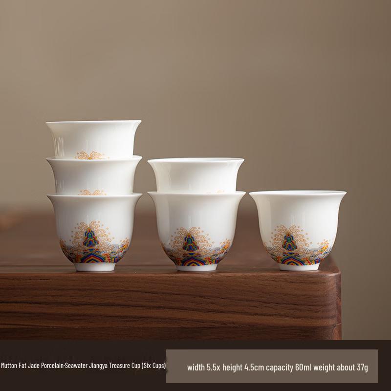 Chaxun Mutton Fat Jade White Porcelain Teacup Set