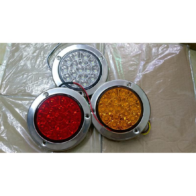 2Pcs Red Round Reverse Stop Rear Tail Light Truck Trailer Brake Turn Signal Lamp