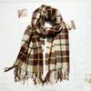 Autumn and Winter New Milk Huhu Imitation Cashmere Scarf Women's Plaid Simple Cute Tassel Warm Scarf Men's Shawl