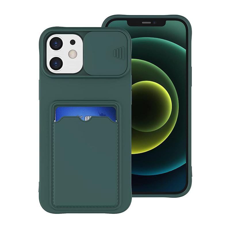 Schiebekamera-Schutz Brieftaschenhalter Kartenfach Handyhülle Für iPhone 16 15 14 Pro Max Plus Weiches Silikon Stoßfester Bumper