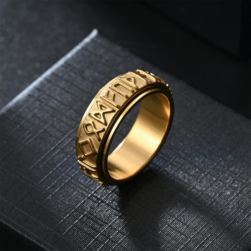 Vintage Odin Norse Viking Rune Rings For Men Women Viking Stainless Steel Spinner Fidgets Ring Retro Rock Party Jewelry Gift