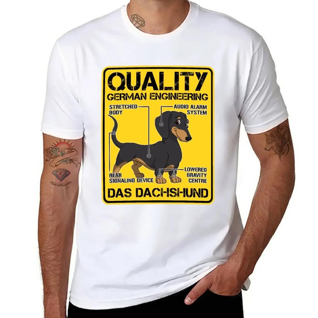 Quality German Engineering - Dachshund Dog Humor T-Shirt Korean Fashion Aesthetic Clothing Men T Shirts