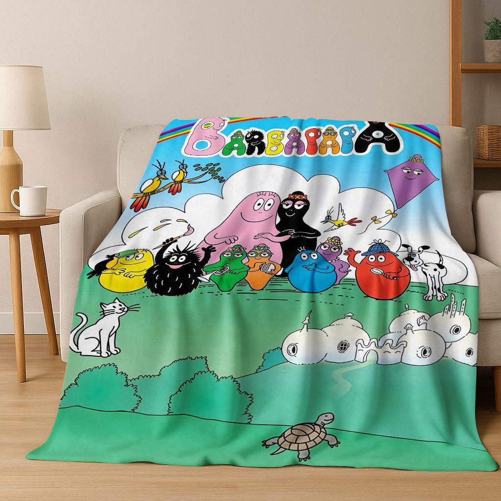 Cartoon Les Barbapapa Barbamama Family 3D Flannel Blanket,Warm and Cozy Soft Throw Blanket for Home Bedroom Bed Sofa Cover Kids