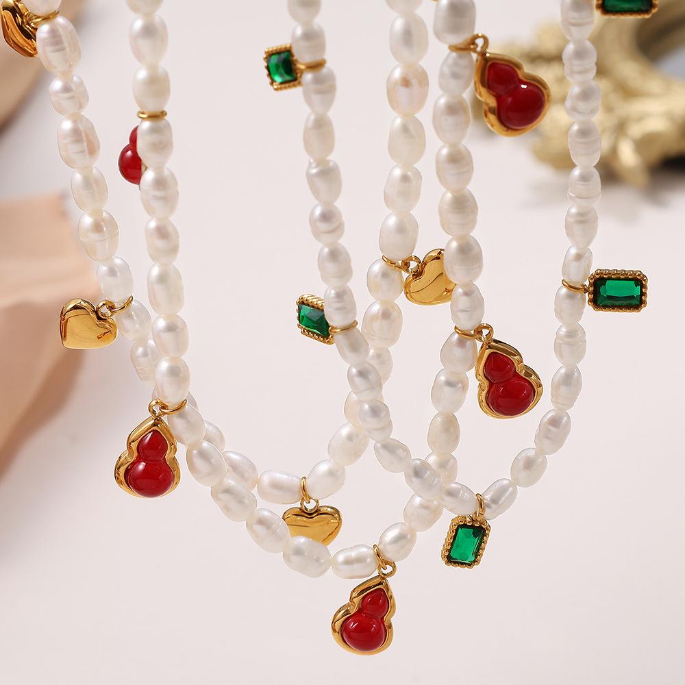 French Niche Fashion Freshwater Pearl Necklace Light Luxury High Sense Versatile Non-Fading Stainless Steel Women'S Jewelry