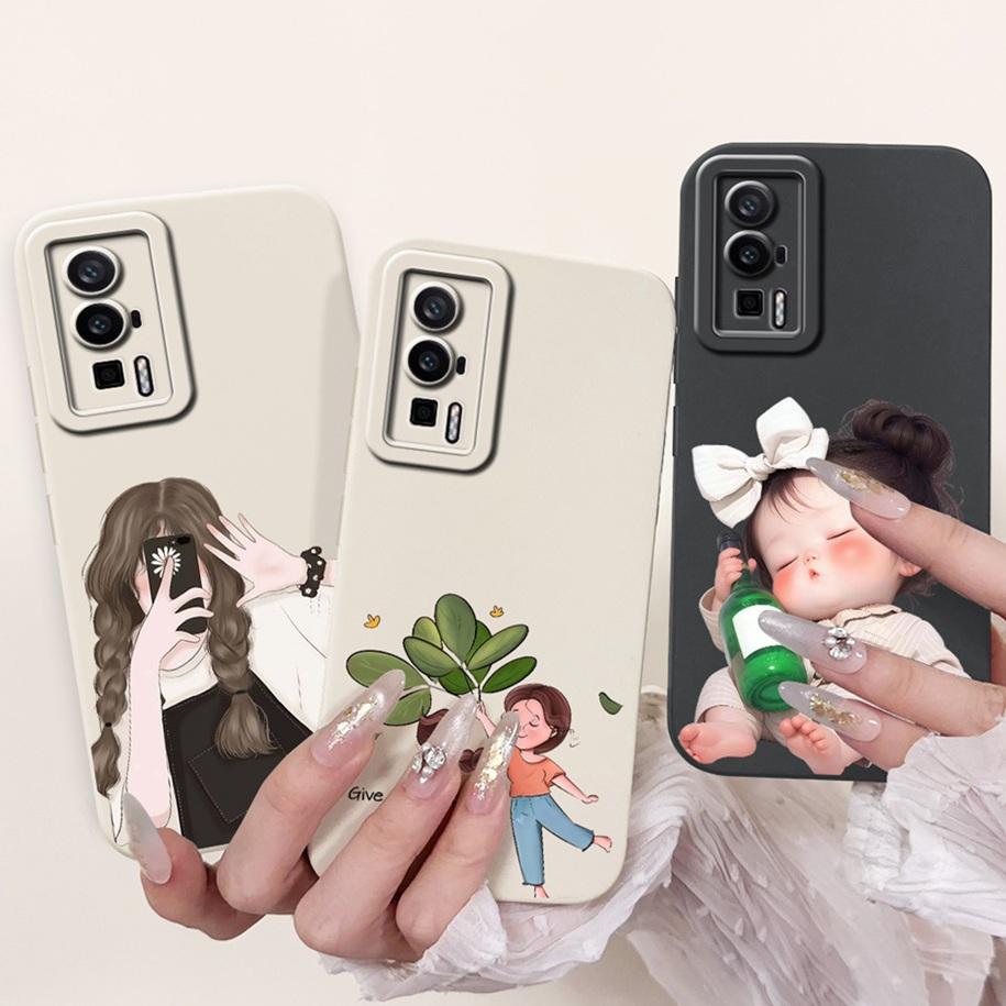 For Xiaomi Poco F5 Pro Case Luxury Marble Flower Girls Soft Candy Silicone Lens Protective Cover For Xiaomi Poco F5 F5Pro Fundas