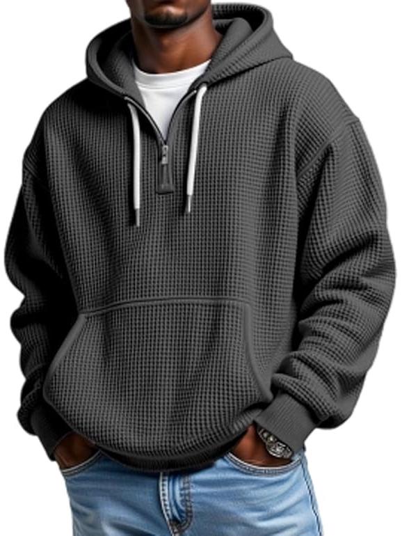 2025 Men's 3D Print Zipper Hoodie Sweatshirt – Waffle Pattern