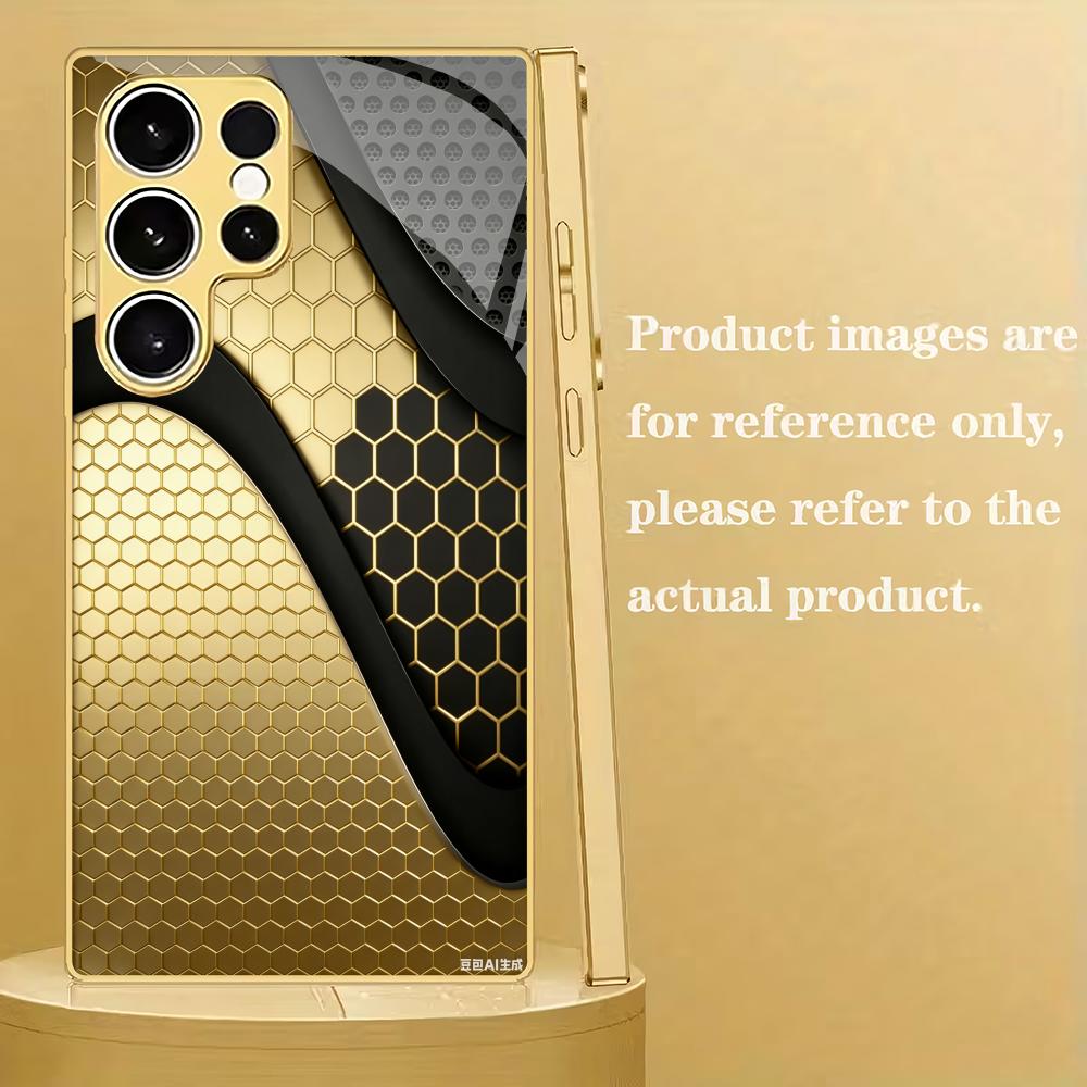 Business Fashion Grid Glass Phone Case Suitable for Samsung Galaxy S26 S25 S24 S23 S22 S20 FE/Ultra/Plus Anti Drop Back Cover