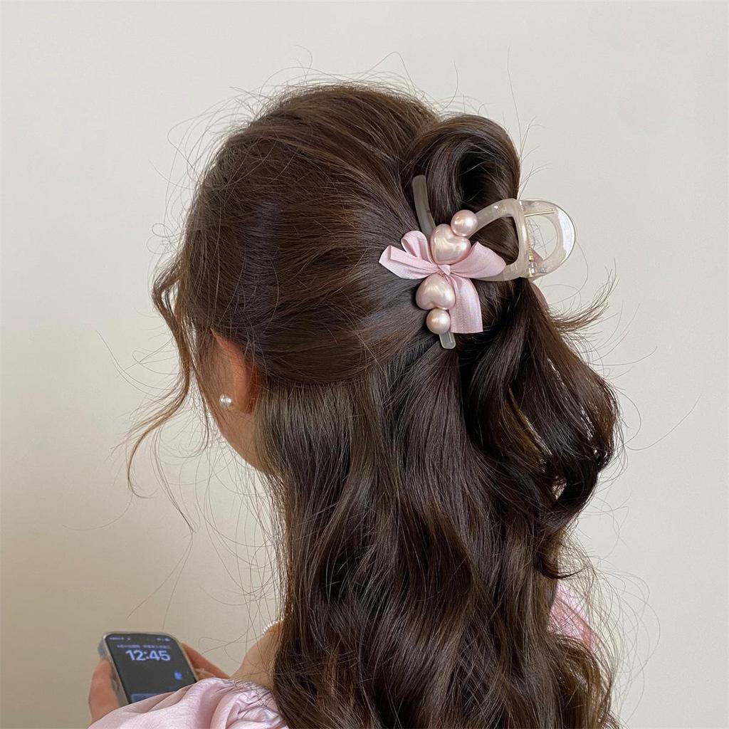 Pearl Bow Grip Women's Half Updo Hair Clip