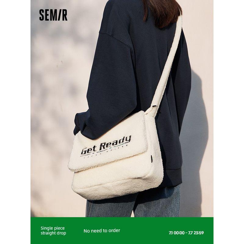 

Senma Bag Permanent Joint Messenger Bag Female Large Capacity Faux Cashmere Plaid Textured One-Shoulder Bag Messenger Bag Female Milk White 10501