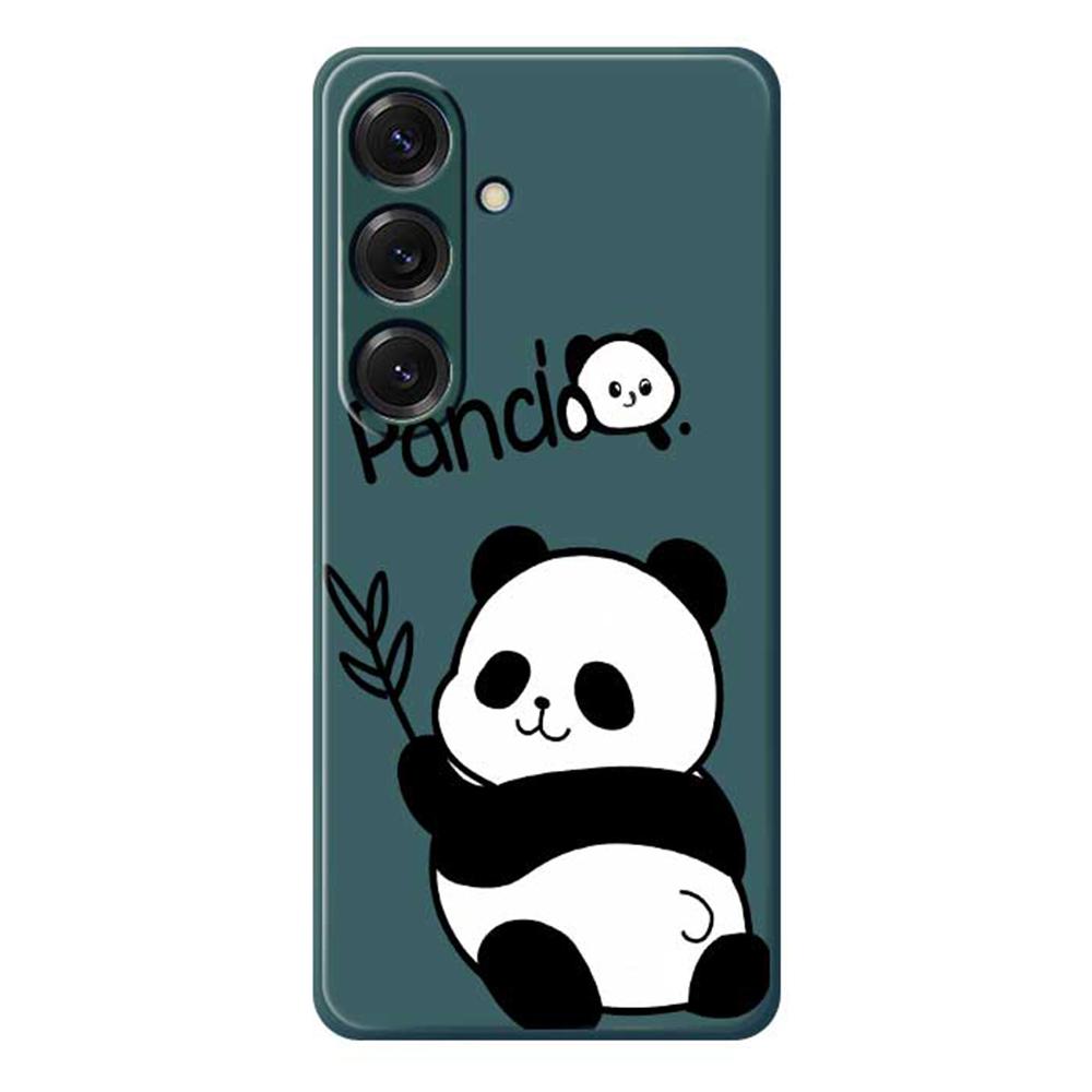 For Samsung Galaxy S25 Case Panda Pattern Printing Straight Edge TPU Phone Back Cover