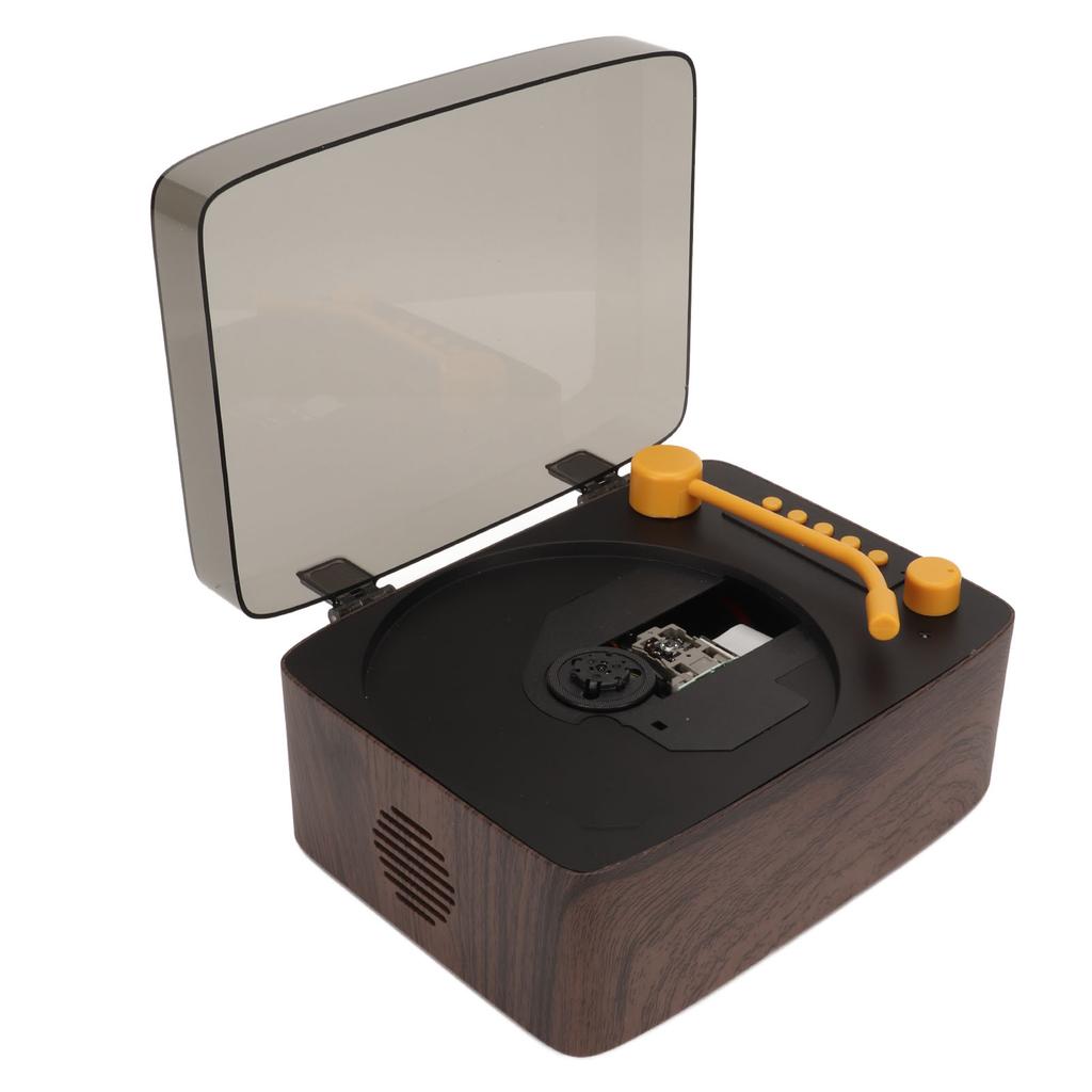 Bluetooth CD Player HiFi Stereo Portable CD Music Player with Remote Control Dust Cover Wood Grain