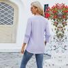 Spring and Summer Women's T-shirt V-neck Lace Seven-quarter Sleeve Jacquard Loose Long-sleeved Tops