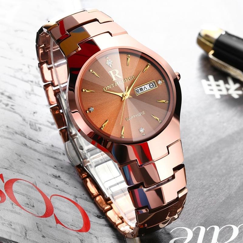 ONTHEEDGE Watch Tungsten Steel Watch Men's Men's Quartz Watch Waterproof Business Ultra-thin Couple Student Watch