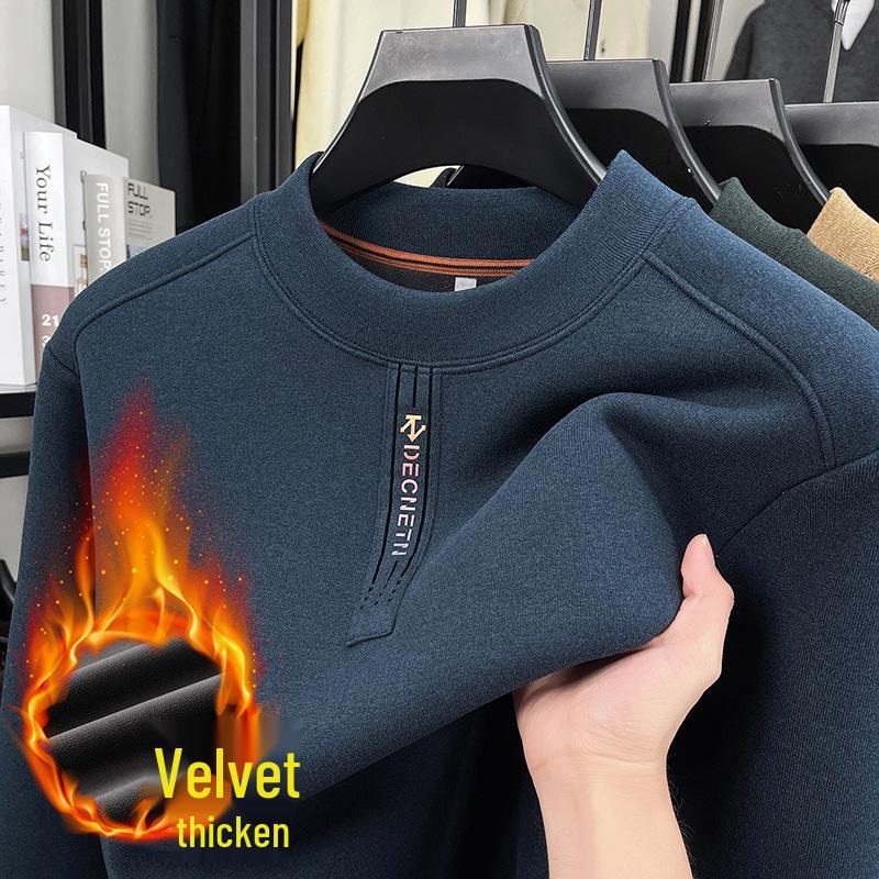 

Stylish Thickened Fleece Half-High Collar Sweatshirt for Middle-Aged Men - 2025 Winter Edition M