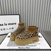 AJGS Leopard Dámské Kožešinové Platformové Sněhule Kotníkové Zimní Semišové Teplé Boty Dámská Značka 2024 Trend Plyšové Ploché Bavlněné Ležérní