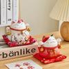 Crafts Ceramic Cat Money Bank Chinese Style Bell Desktop Decoration Modern Lovely Kitten Statue Coin Storage