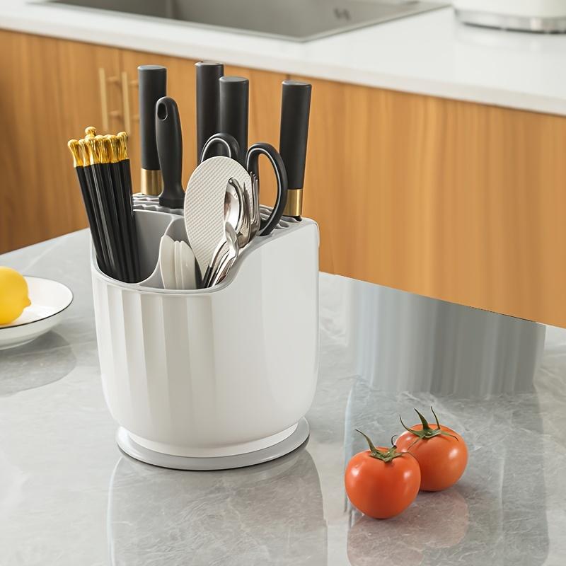 Kitchen Rotating Knife Holder Storage Rack Countertop Multifunctional Chopstick Storage Box Household Kitchen Knife Holder