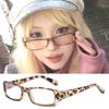 Girls Y2K Red Green Frame Glass Retro Oval Sqaure Glasses Eyewear Decorative Computer Anti-blue Eyeglasses with Seaside Driving