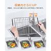 Stainless steel, 2-way, rust-resistant, expandable dish drainer rack for tabletop and over-sink use. Can store bowls and dishes. Type A