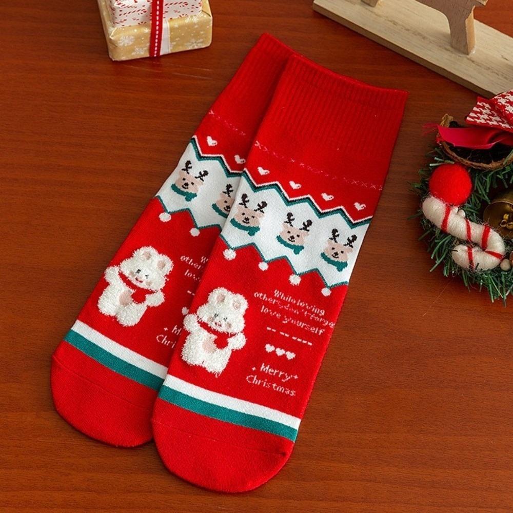 Cartoon Coral Fleece Socks Santa Claus Bed Socks New Sleep Stockings  Autumn and Winter