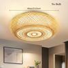 Bamboo Woven Rattan Ceiling Light Boho Hanging Pendant Lamp Flush Moun Light Fixture for Bedroom Living Room Dining Room Light