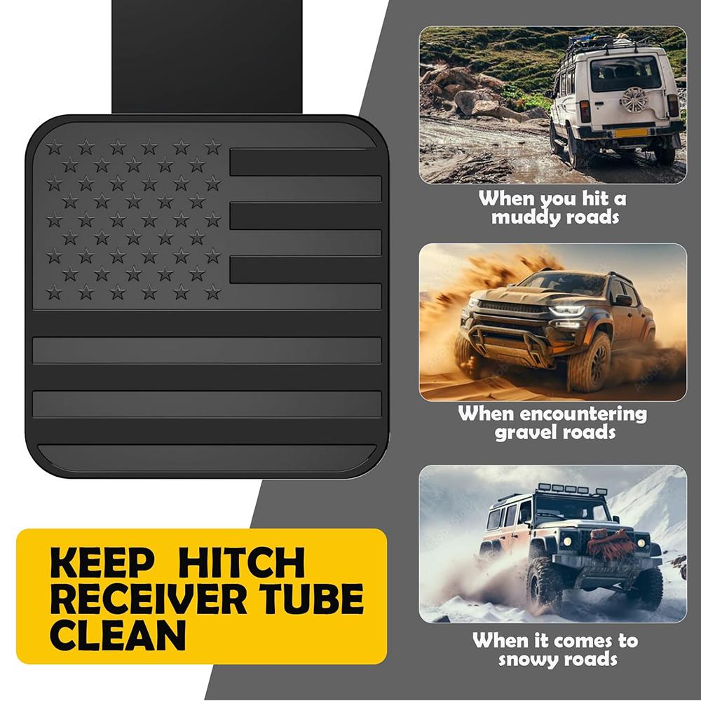 2 Inch Car Trailer Hitch Cover with American Flag Hitch Tube Cover Plug Cap Trim