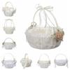 Rose Flower Flower Girls Basket Lace Satin Bow Hanbag Sweet Wedding Flower Basket  Party