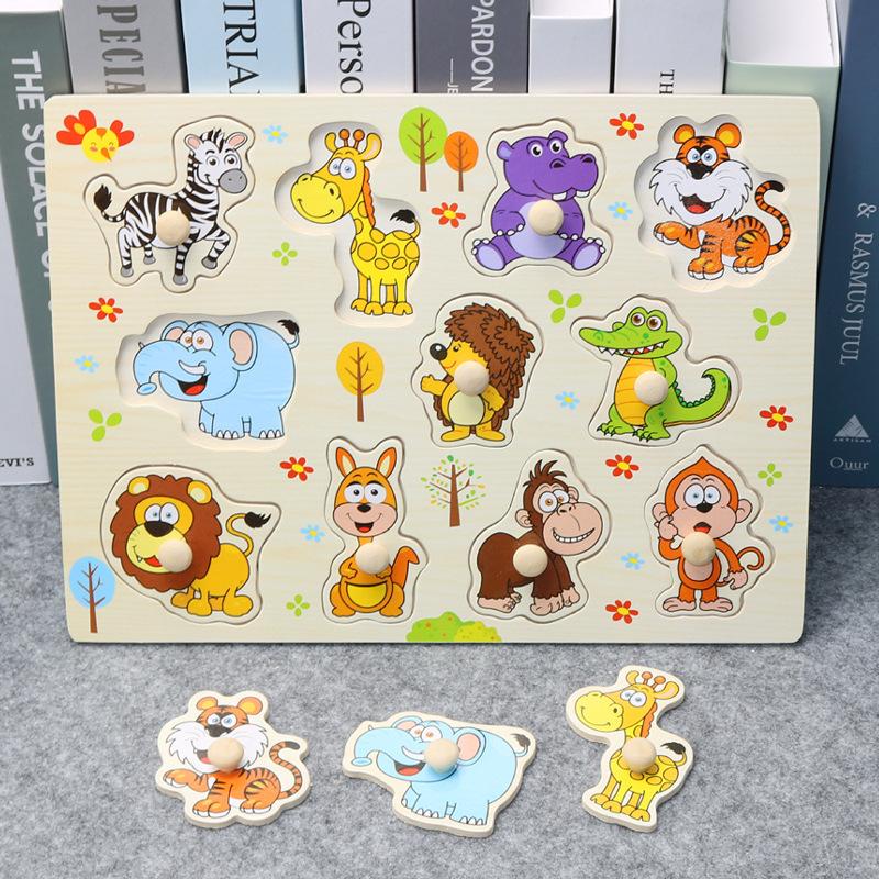 Children'S Montessori Early Education Panel Hand Grab Board 1-2 Years Old 3 Babies Wooden Puzzles Enlightenment Cognitive Pairing Educational Toys