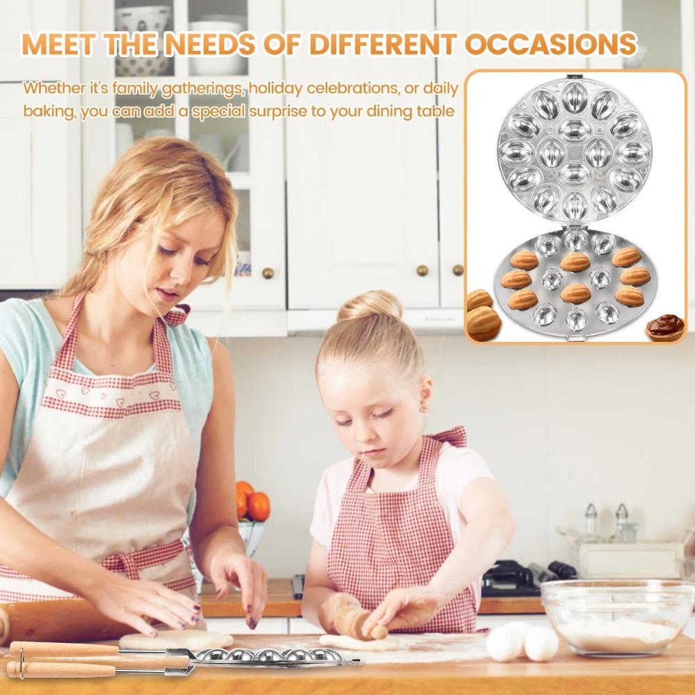16 Holes Nonstick Cookie Maker Molds Walnut Cookie Mold Multifunctional Pastry Nut Cookies Maker for Baking Kitchen Gadgets