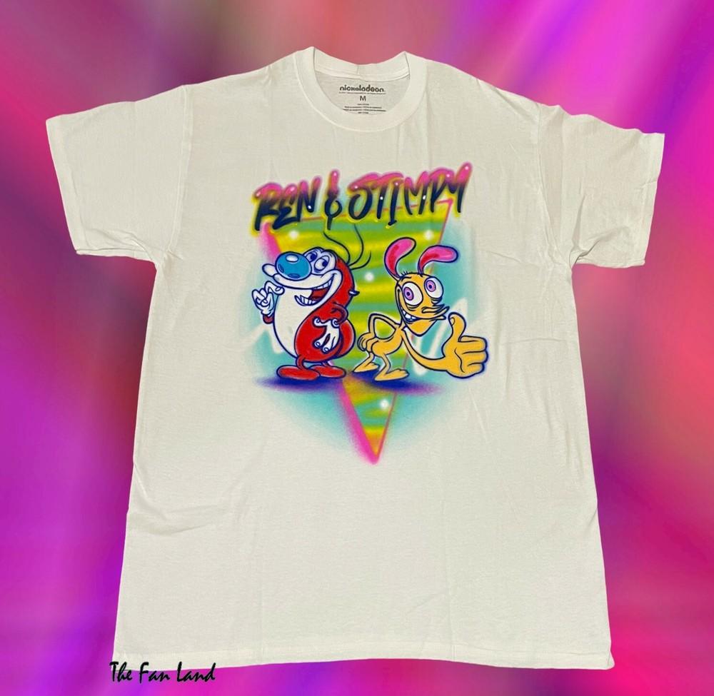 New Ren and Stimpy Air Brush White Nickelodeon Men s Vintage Classic Unisex T-Shirt M